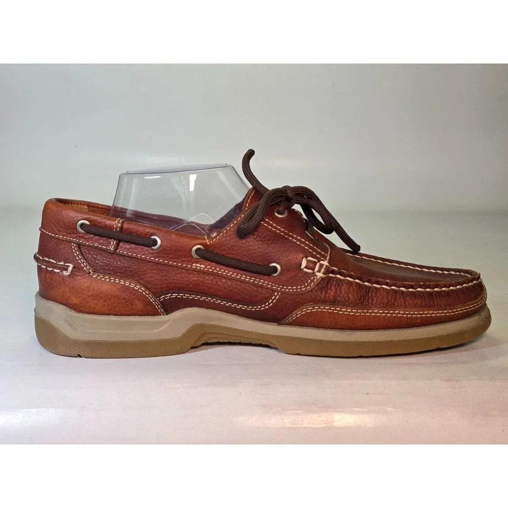 Freeman Jaffrey‎ Men's Boat Shoes Size 10 M Brown Leather Comfort Dress Lace Up